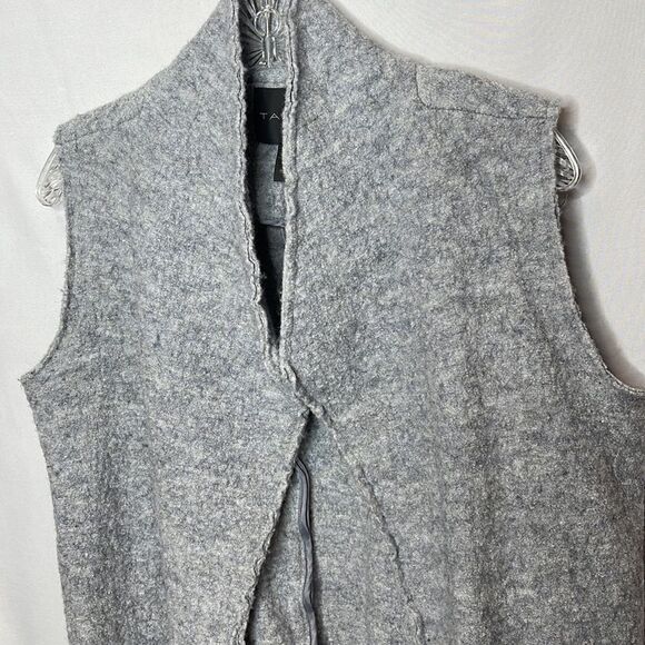 Tahari Long Open Front Grey Wool Duster Cardigan Sweater. Size Medium. - Picture 3 of 10
